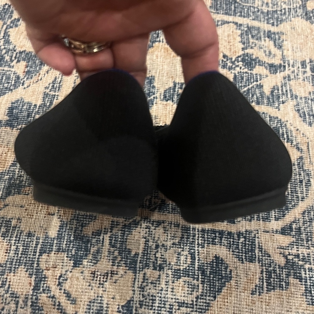 Rothy's Black Slip-On Flats with Blue Trim size 8 1/2 - Picture 5 of 12
